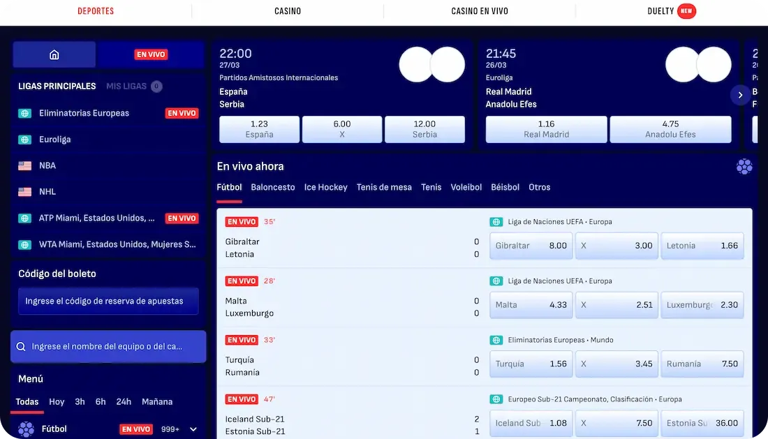 apuestas del casino betscore