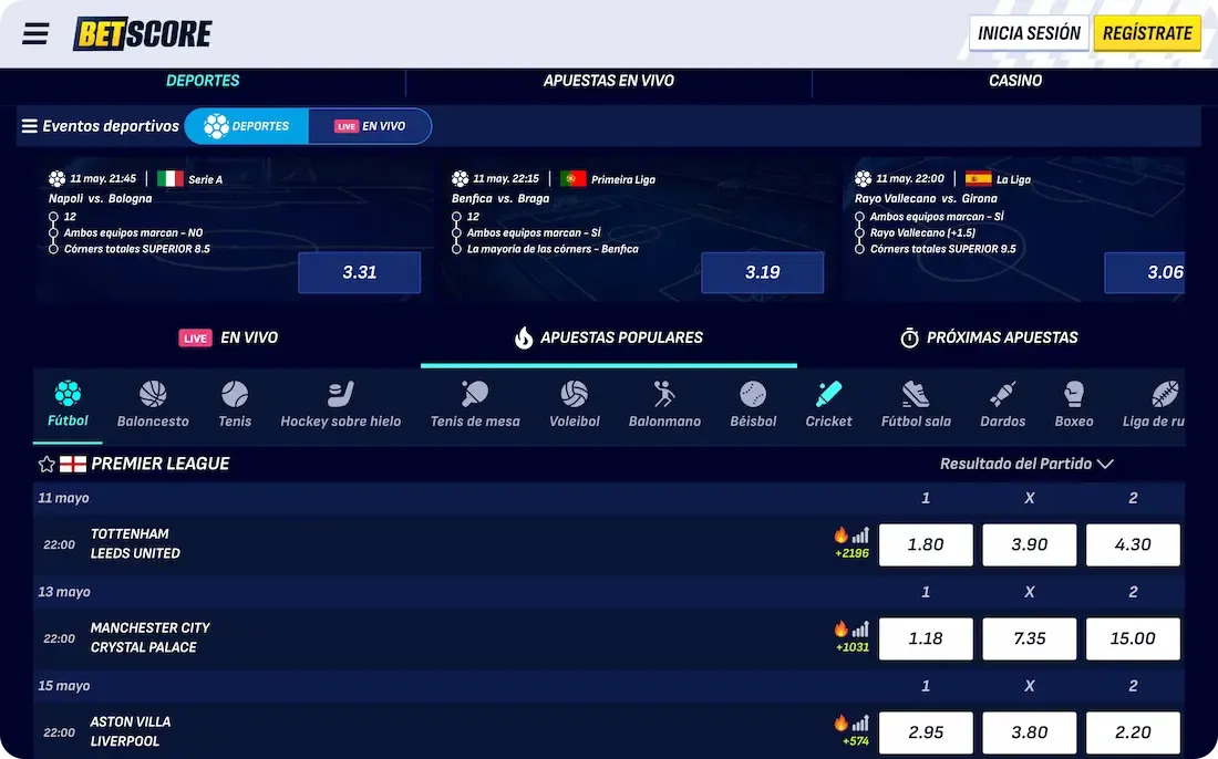 deportes del casino betscore